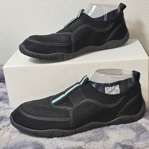 New O'rageous Drainage Aquasock Black Mesh Slip On Water Shoes Womens 8